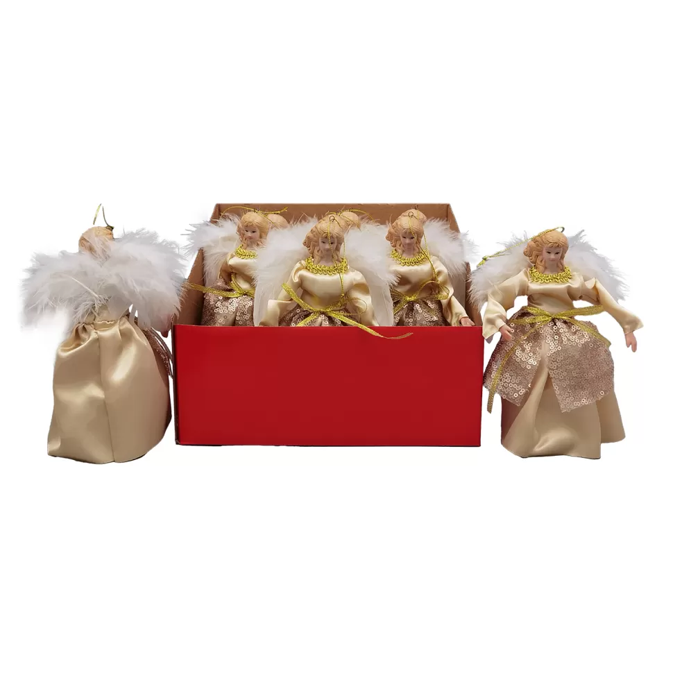 Christmas Forever ANGEL ORN. 7″ CHAMPAGNE/GOLD 9PC/DISPLAY BOX