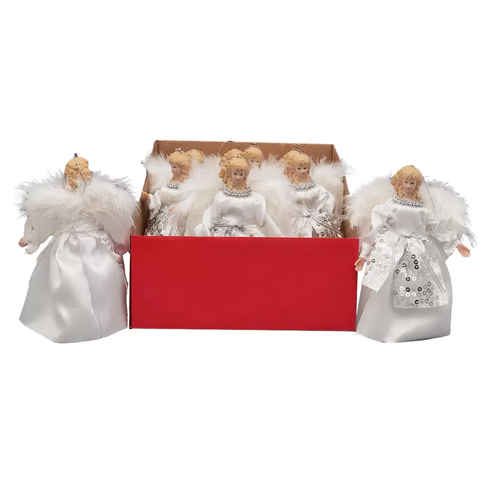 Christmas Forever ANGEL ORN. 7″ SILVER/WHITE 9PC/DISPLAY BOX