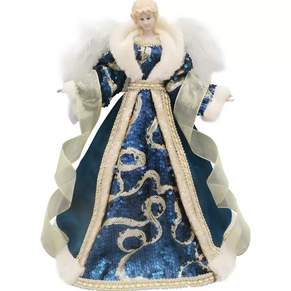 Christmas Forever ANGEL TREE TOP 16″ BLUE/GOLD