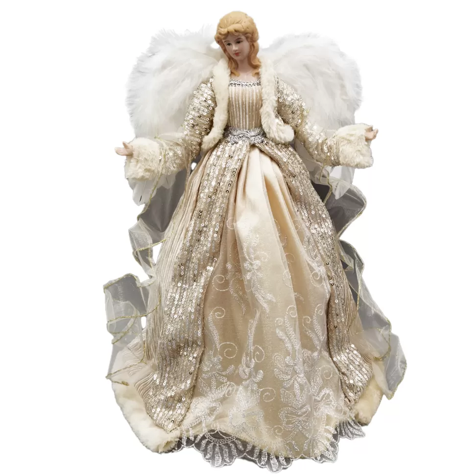 Christmas Forever ANGEL TREE TOP 16″ CHAMPAGNE/SILVER
