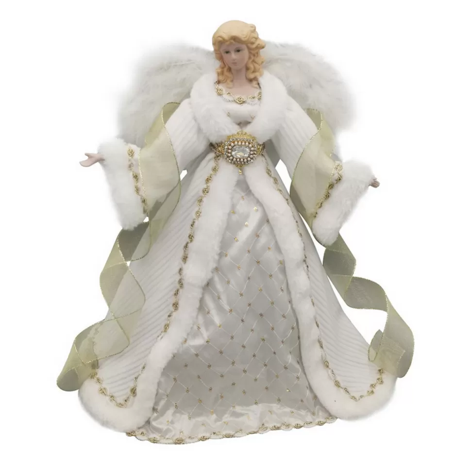 Christmas Forever ANGEL TREE TOP 16″ IVORY/GOLD