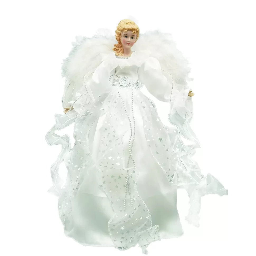 Christmas Forever ANGEL TREE TOP 16″ SILVER/WHITE W/ LED LIGHTS
