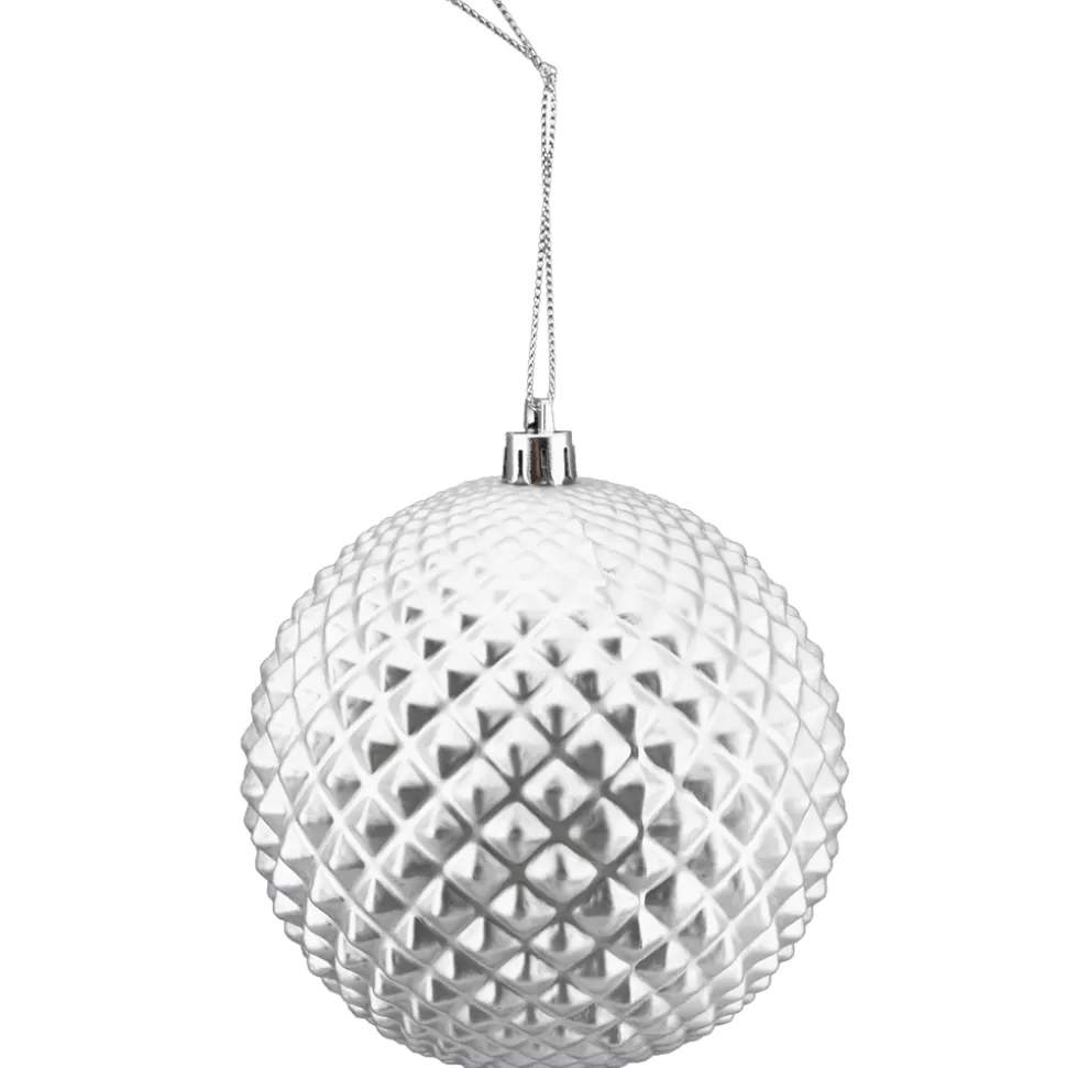 Christmas Forever BALL 100MM DIAMOND RAISED MATT SILVER
