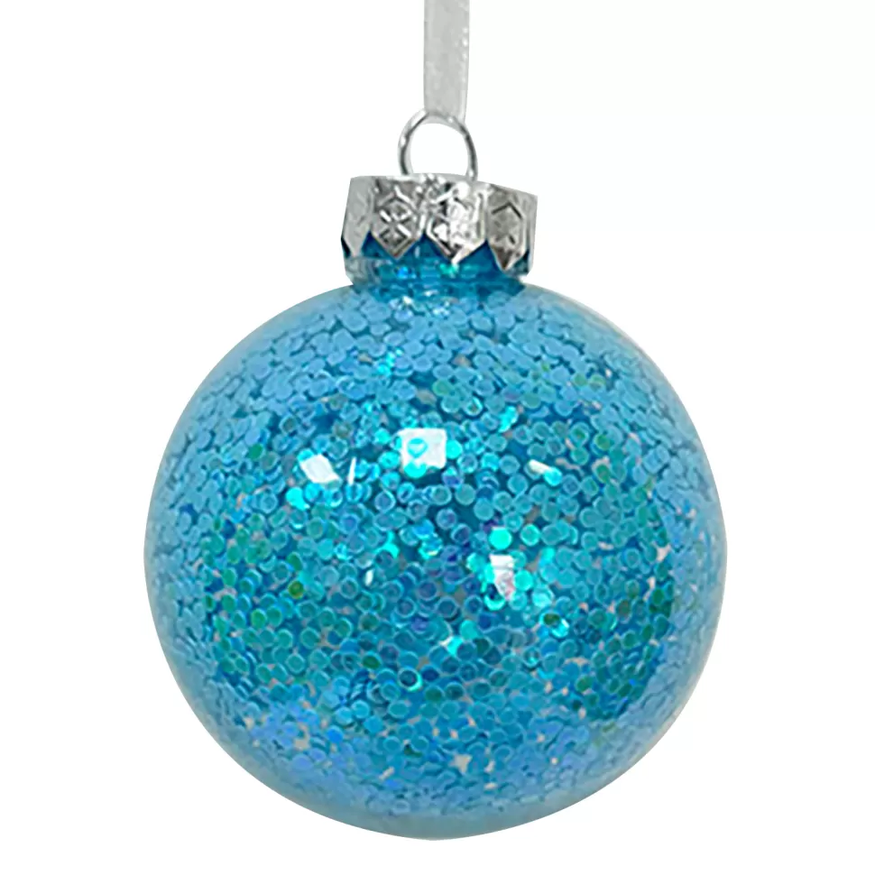 Christmas Forever BALL BLUE 100MM CLEAR W/ INSIDE GLITTER
