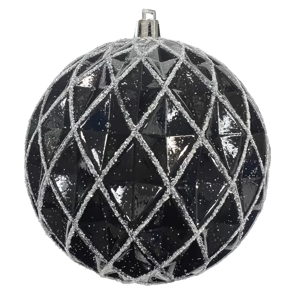 Christmas Forever BALL DIAMOND PT. 100MM SHINY BLACK W/ WHITE GLTR.