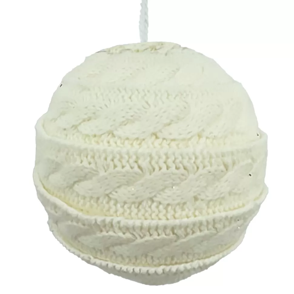 Christmas Forever BALL FABRIC KNITTED 4.5″ CREAM