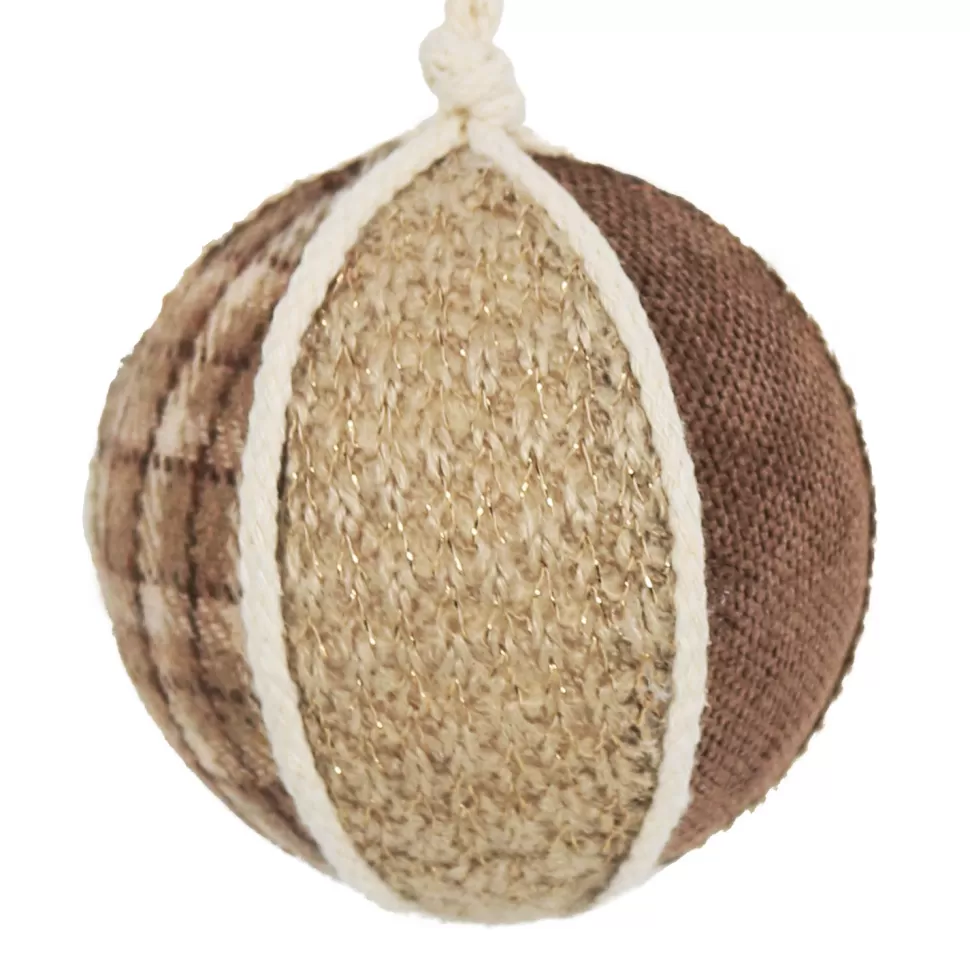 Christmas Forever BALL FABRIC BROWN /NAT. /PLAID 3.5″