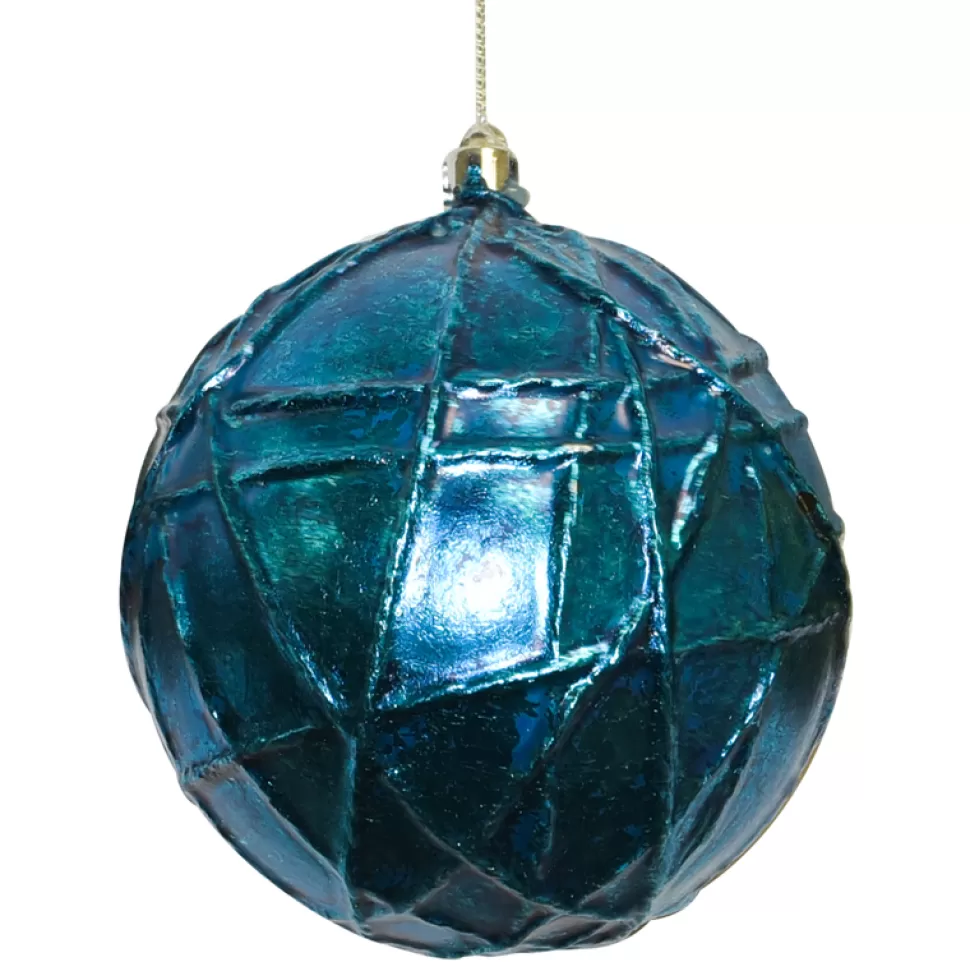 Christmas Forever BALL FOILED W/STRING 100MM BLUE
