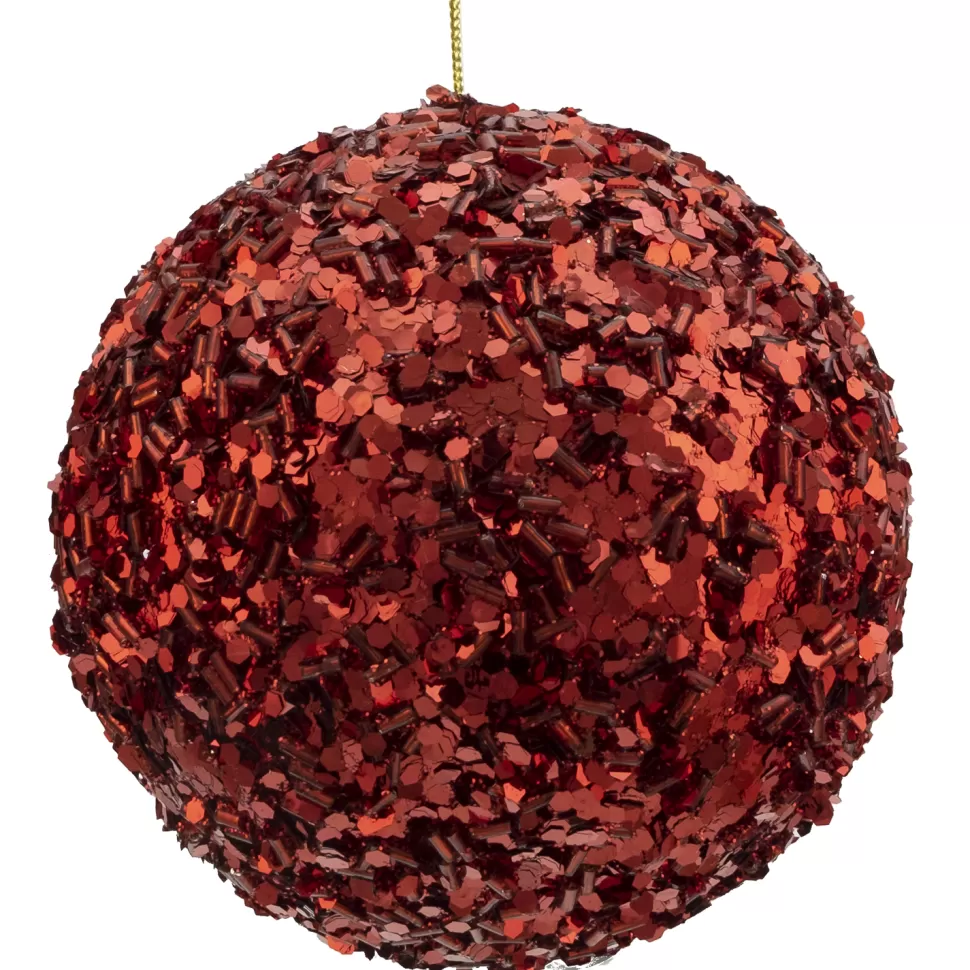 Christmas Forever BALL GLITTER & BEAD 105MM RED
