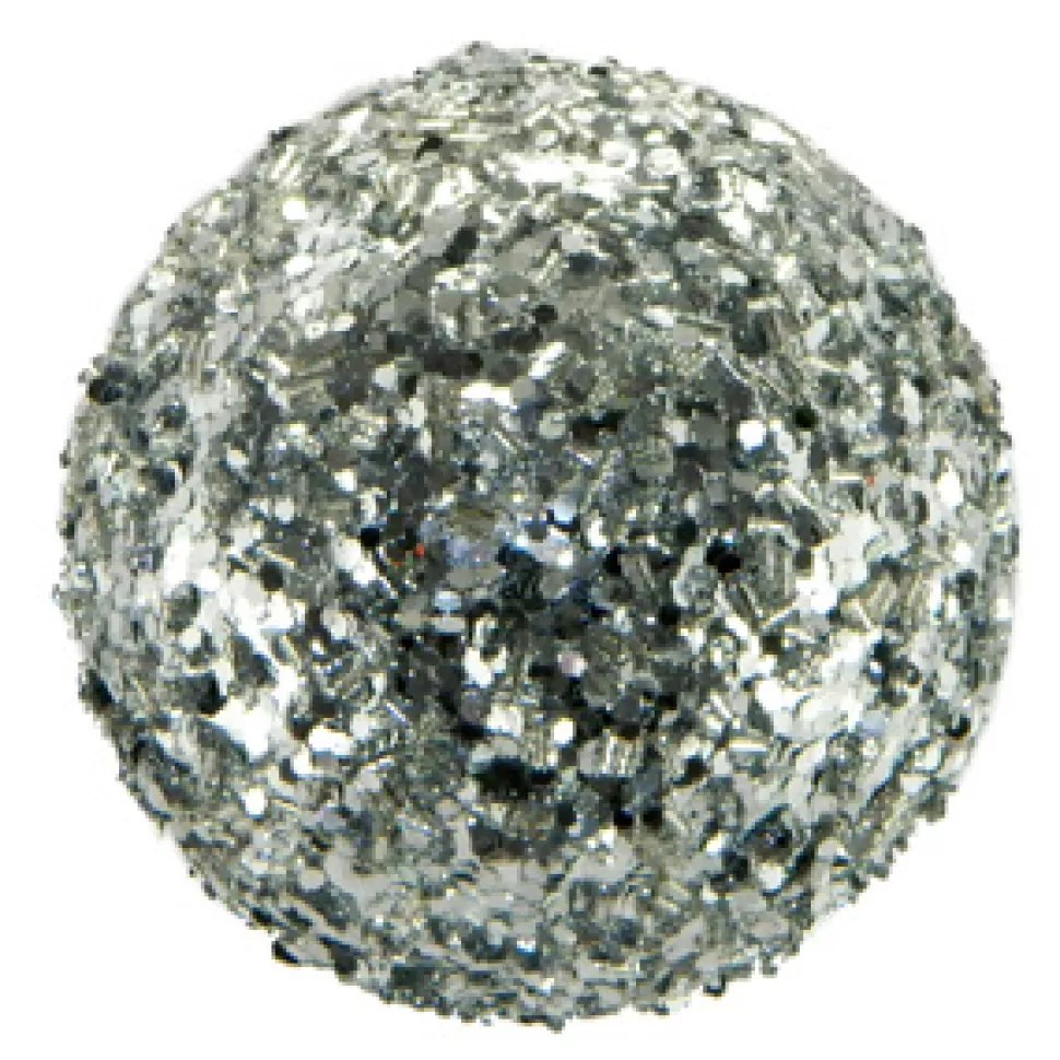 Christmas Forever BALL GLITTER & BEAD 105MM SILVER