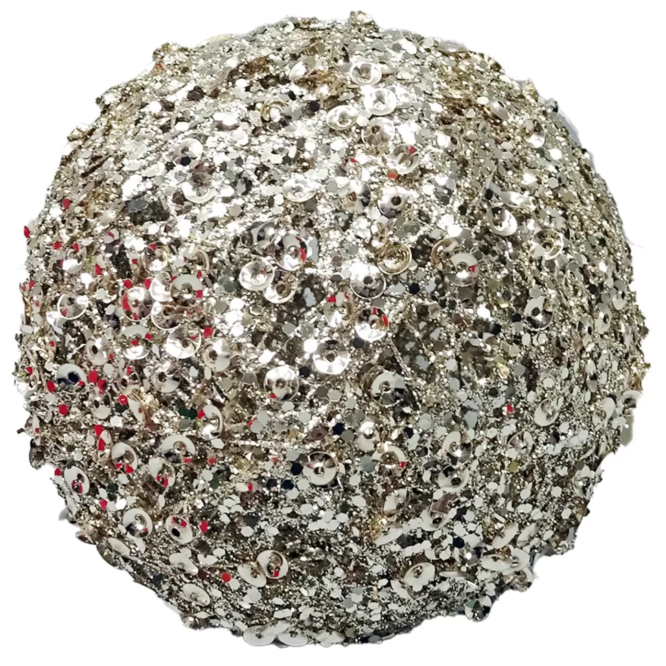 Christmas Forever BALL METAL WIRE/ FARN 150MM CHAMPAGNE SEQUIN & GLITTER