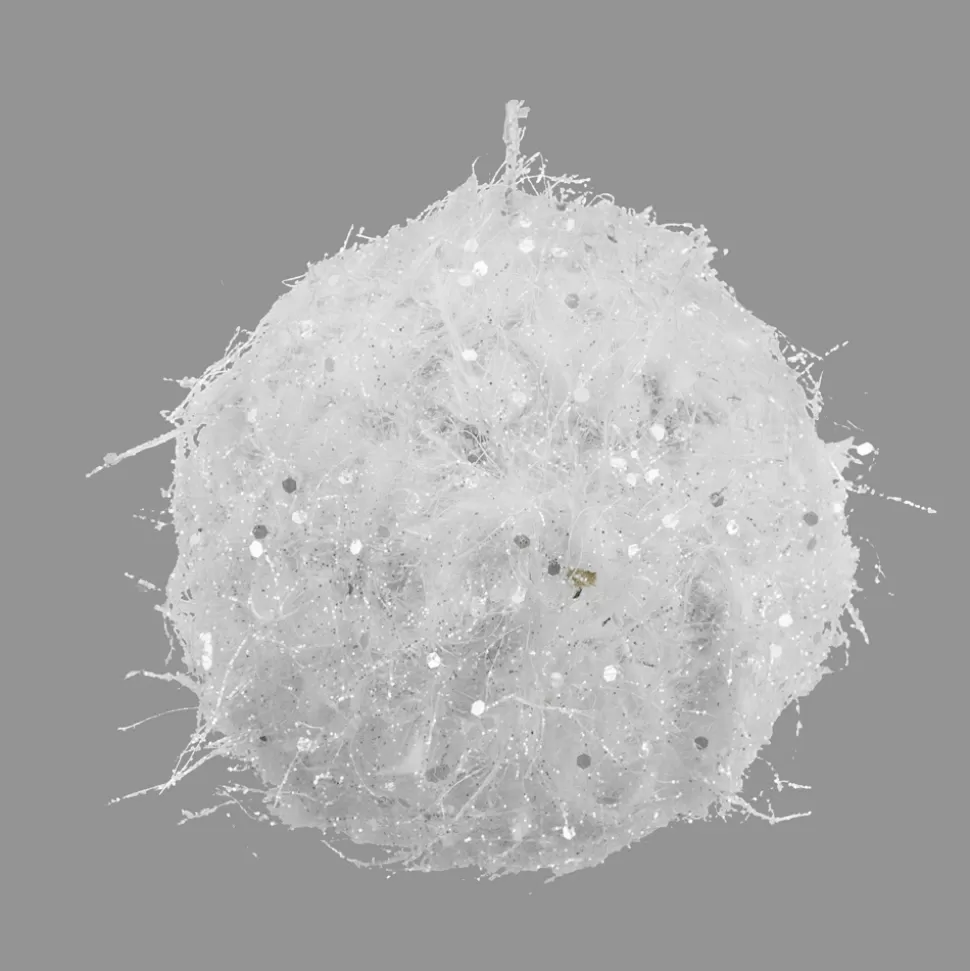 Christmas Forever BALL METAL WIRE/ SNOW 4″ WHITE SPARKLE