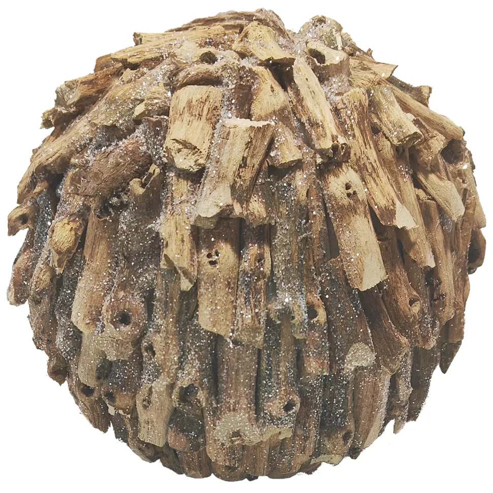 Christmas Forever BALL NATURAL TWIG LOOK 6.5″ NATURAL FROSTED