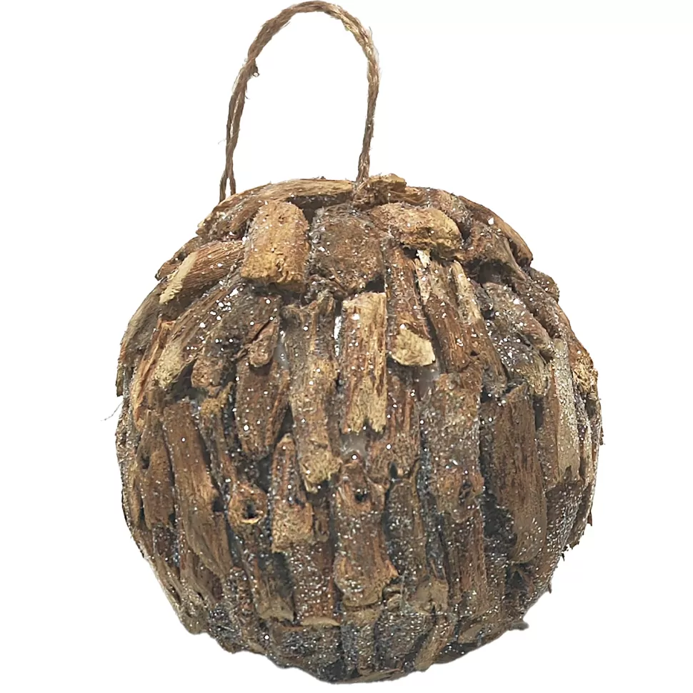 Christmas Forever BALL NATURAL TWIG LOOK F 4.5″ NATURAL W/ FROST