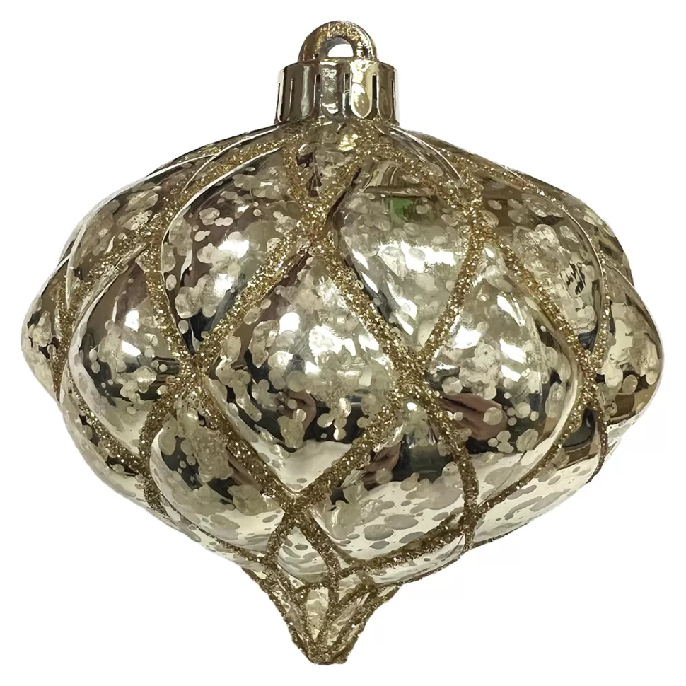 Christmas Forever BALL ONION 4.5″ SHINY GOLD DIAMOND PT. W/ GOLD GLTR.
