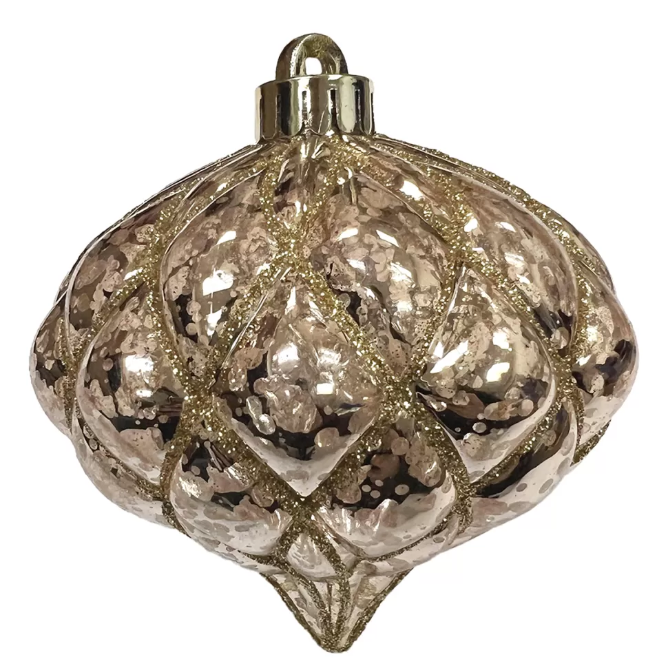 Christmas Forever BALL ONION 4.5″ SHINY ROSE GOLD DIAMOND PT. W/ RG GLTR.