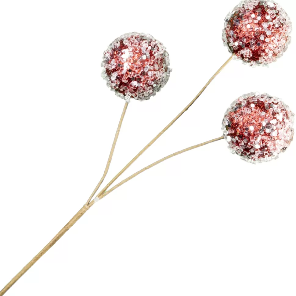 Christmas Forever BALL PICK 13″X3 RED W/ICE & GLITTER