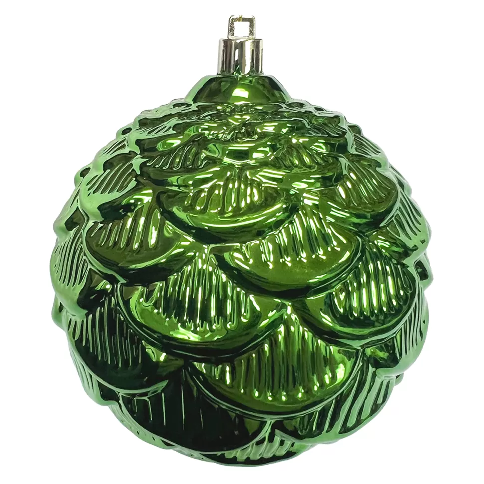 Christmas Forever BALL PINECONE LOOK 100MM SHINY GREEN