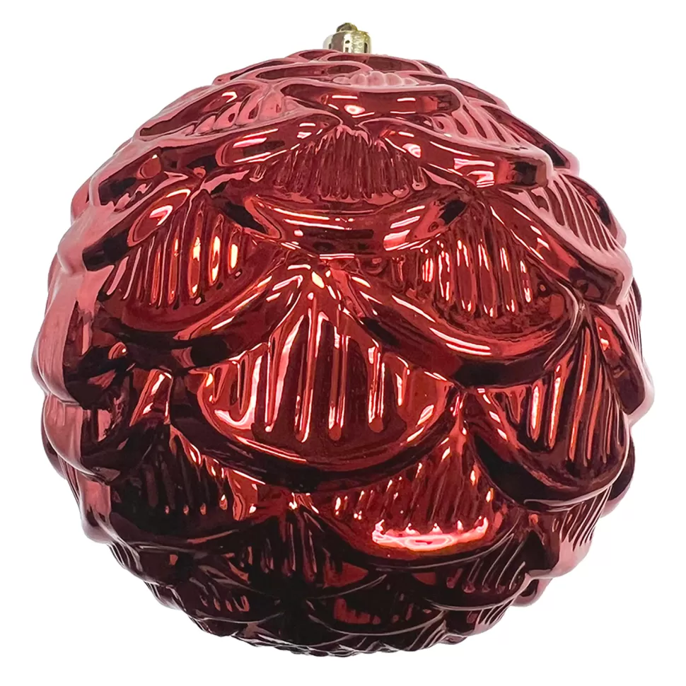 Christmas Forever BALL PINECONE LOOK 100MM SHINY RED