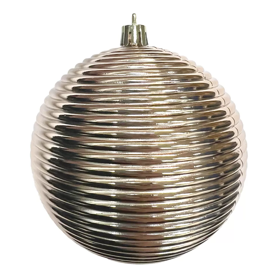 Christmas Forever BALL RIBBED 100MM SHINY ROSE GOLD