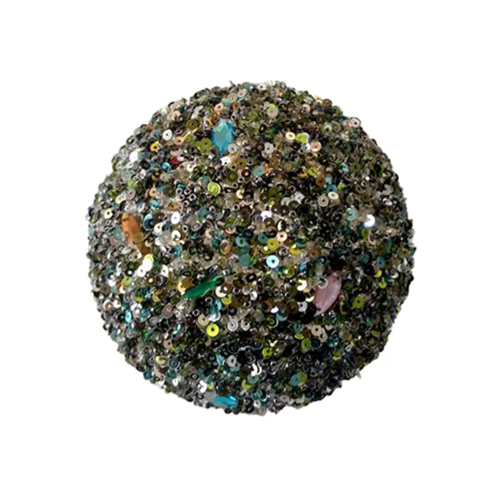 Christmas Forever BALL SEQUIN & BEAD 4″ PEACOCK