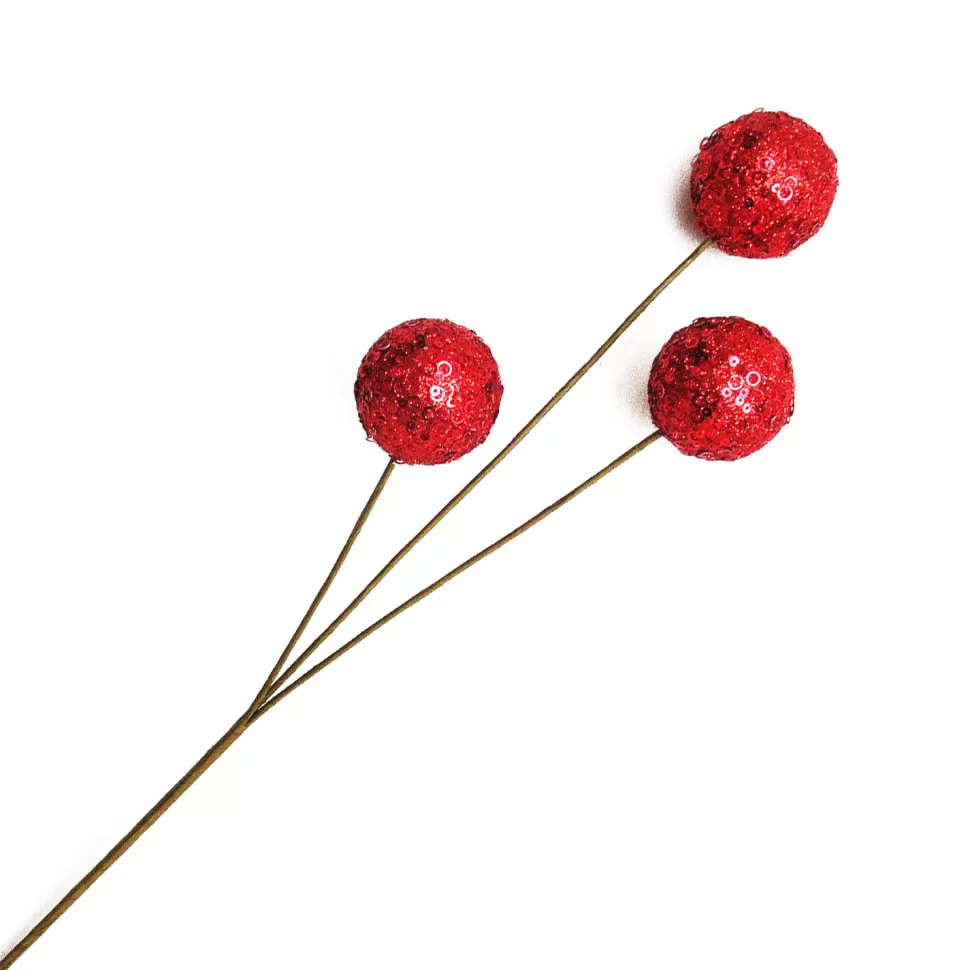 Christmas Forever BALL SPRAY 24″ GLITTER RED