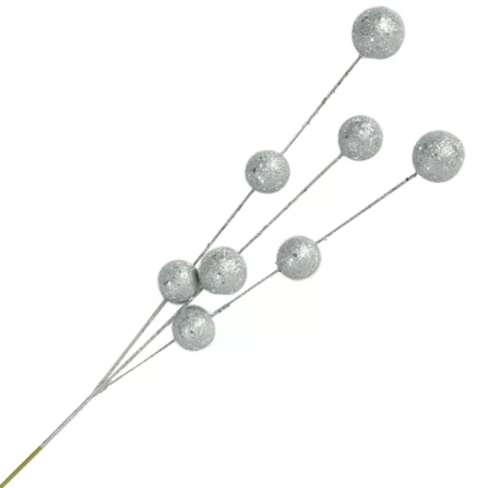 Christmas Forever BALL SPRAY 25″ SILVER GLITTER