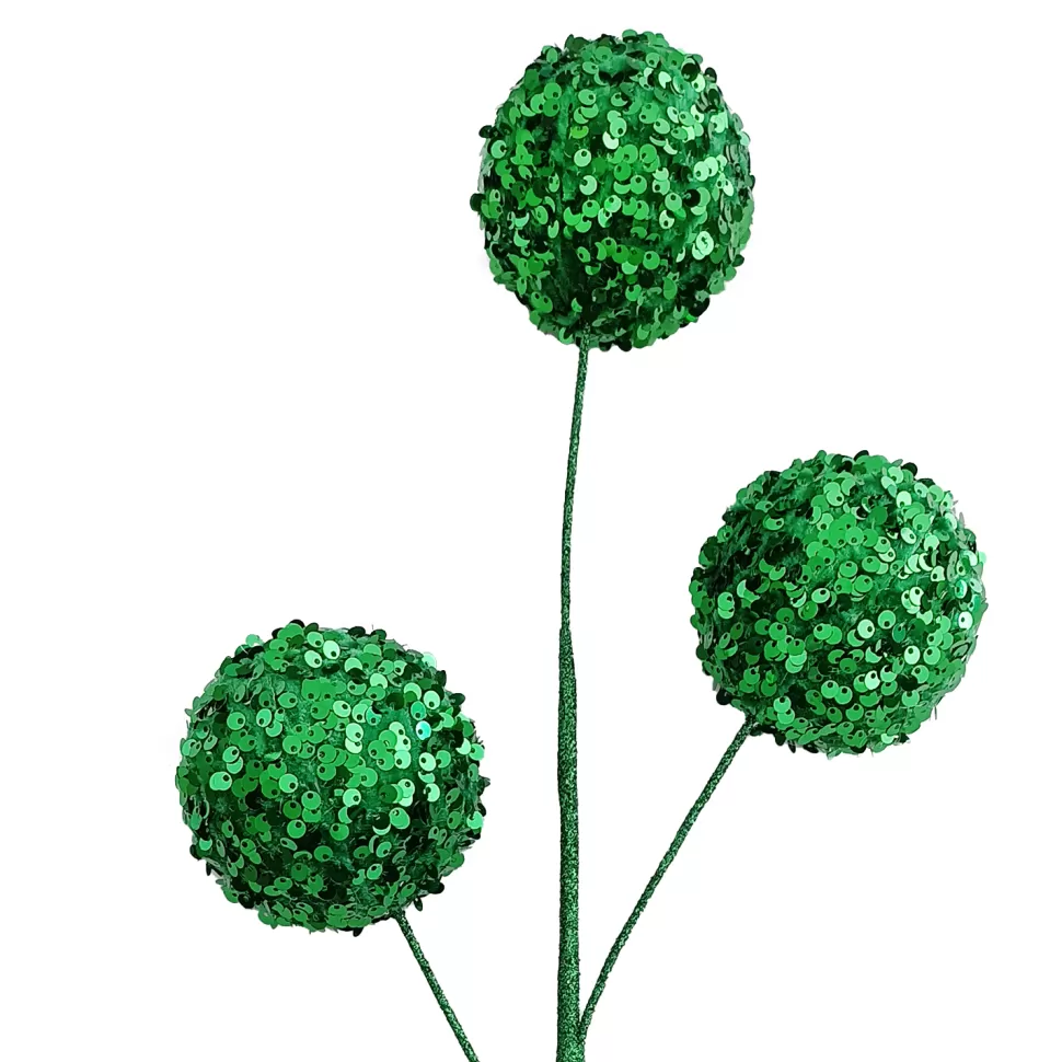 Christmas Forever BALL SPRAY 26″X3.5″X3 GREEN SEQUINS