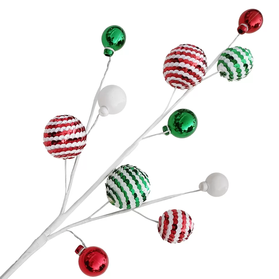 Christmas Forever BALL SPRAY MIXED 23″X11 RED/ GREEN/ WHITE SEQUIN