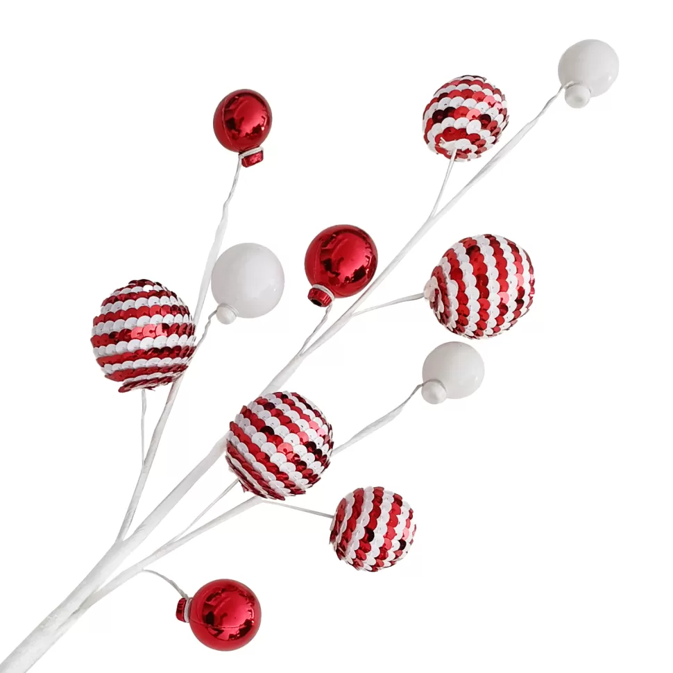 Christmas Forever BALL SPRAY MIXED 23″X11 RED/ WHITE SEQUIN