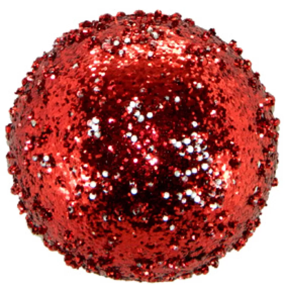 Christmas Forever BALL VINTAGE ICE GLITTER 100MM RED