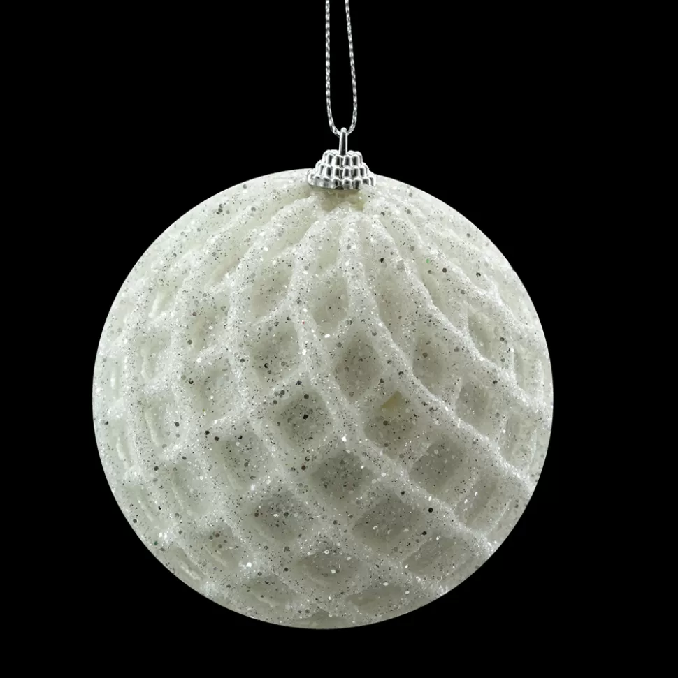 Christmas Forever BALL WHITE 150 MM W/NETTING & GLTR.