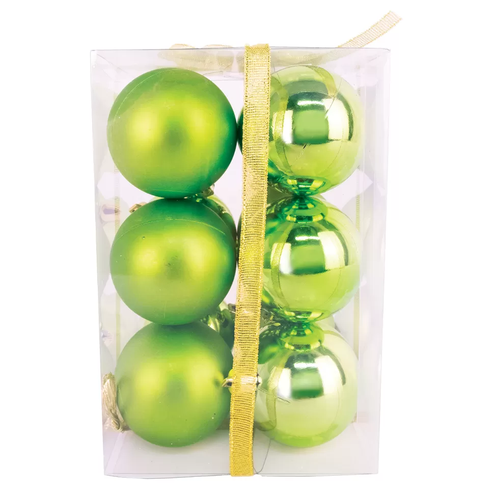 Christmas Forever BALLS BOXED 12PC 60MM CHARTREUSE SHINY/ MATT
