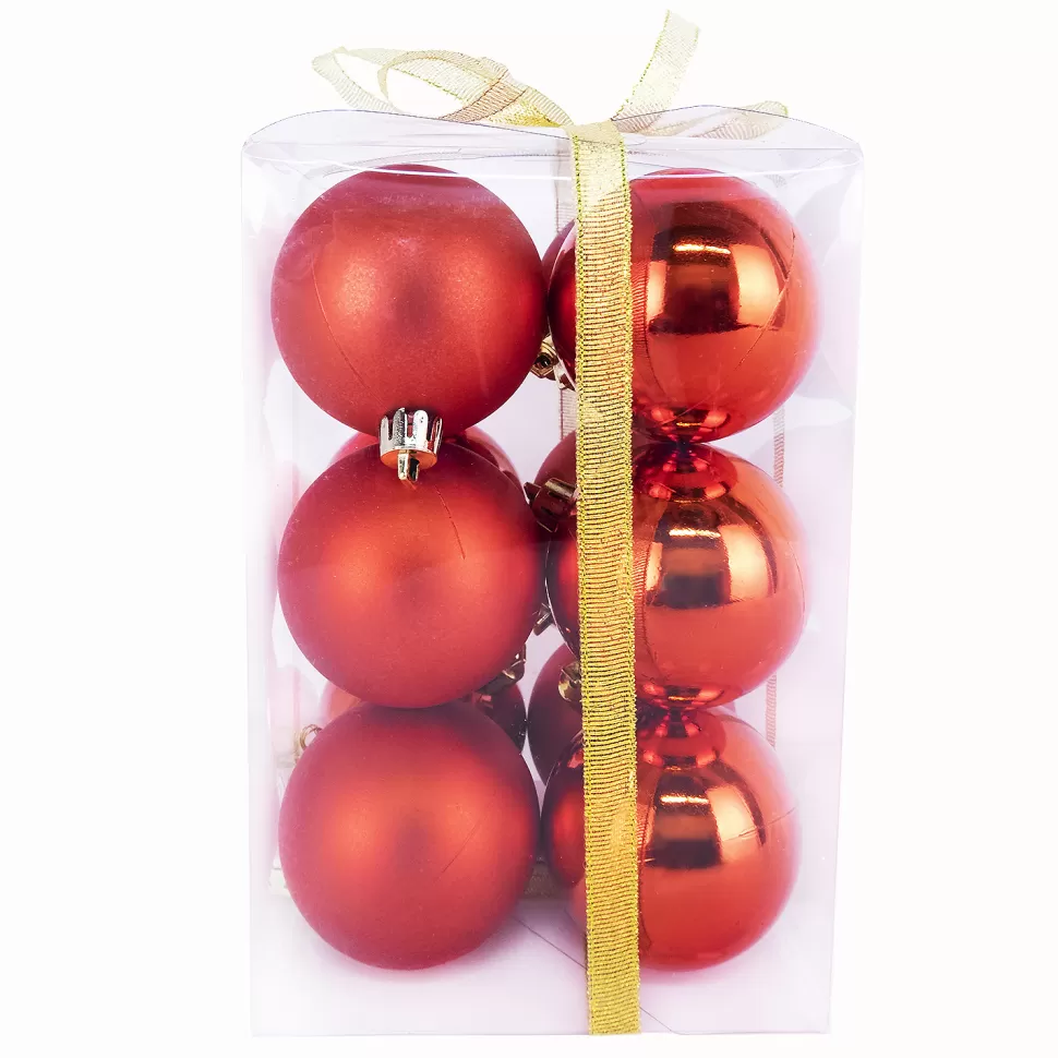 Christmas Forever BALLS BOXED 12PC 60MM RED SHINY/ MATT