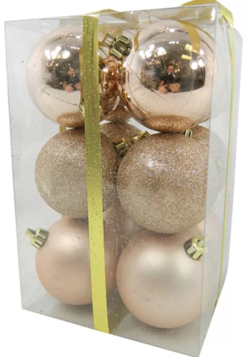 Christmas Forever BALLS BOXED 12PC 60MM ROSE GOLD SHINY/ MATT