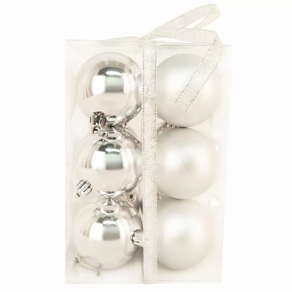 Christmas Forever BALLS BOXED 12PC 60MM SILVER SHINY/ MATT
