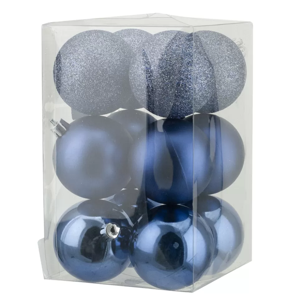 Christmas Forever BALLS BOXED 12PC 60MM STEEL BLUE SHINY/ MATT