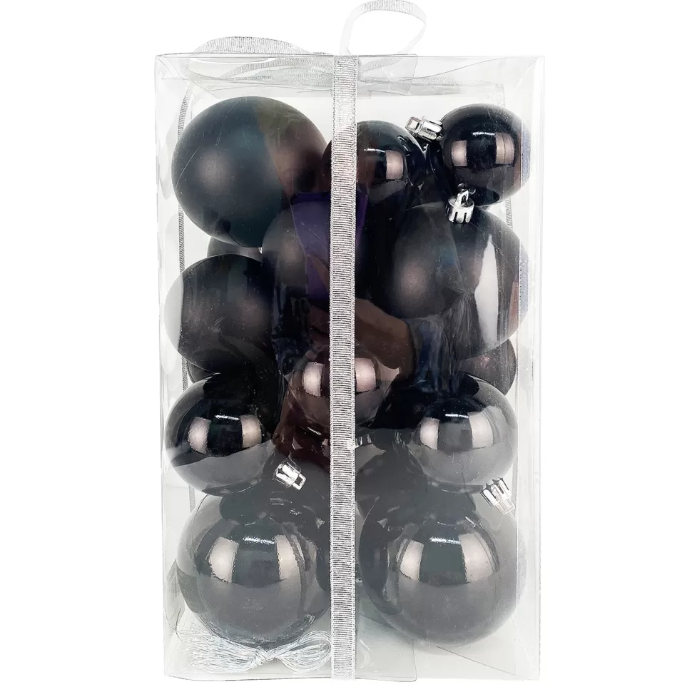 Christmas Forever BALLS BOXED 27PC 50/60/80MM BLACK SHINY/ MATT