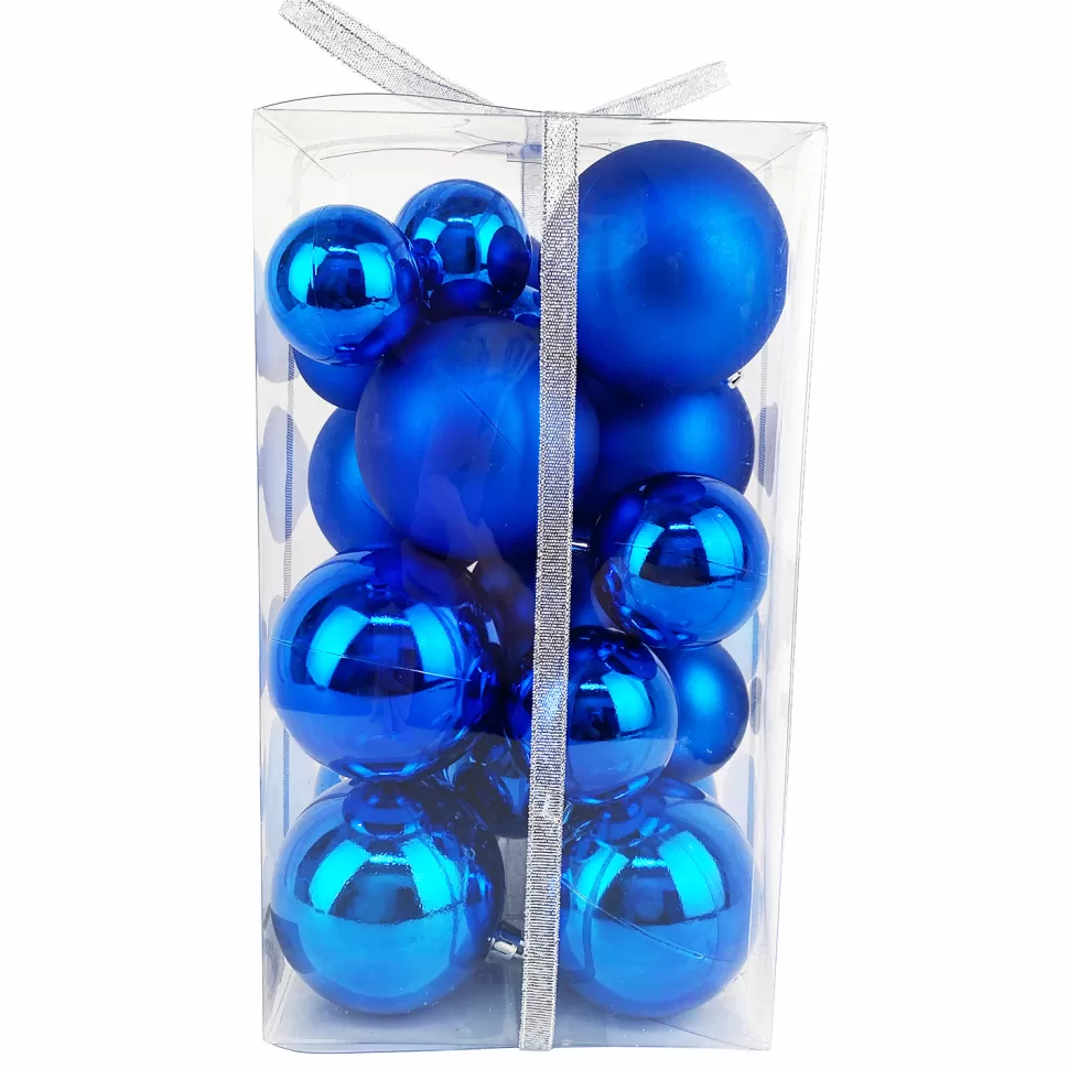 Christmas Forever BALLS BOXED 27PC 50/60/80MM BLUE SHINY/ MATT