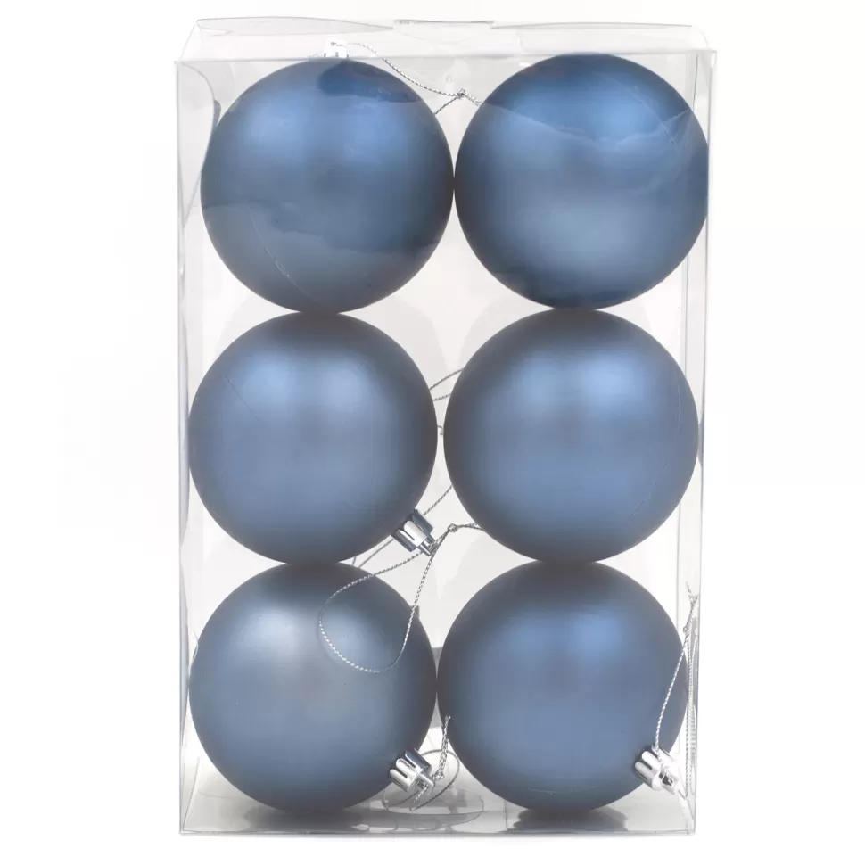 Christmas Forever BALLS BOXED 6PC 100MM MATT STEEL BLUE
