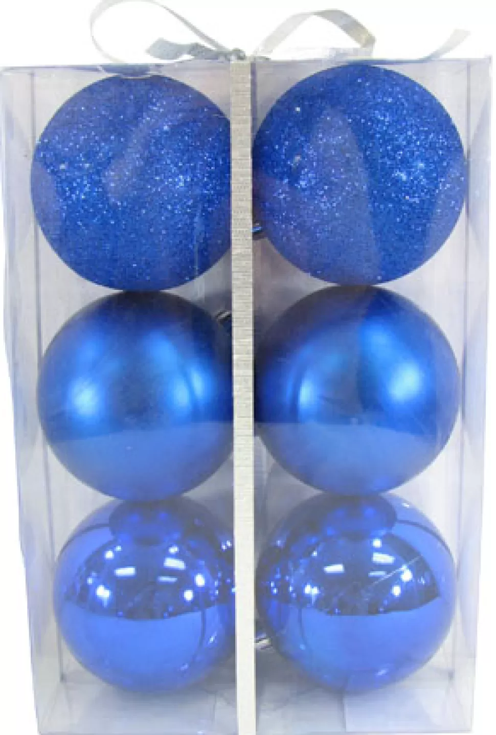 Christmas Forever BALLS BOXED 6PC 80MM BLUE SHINY/ MATT