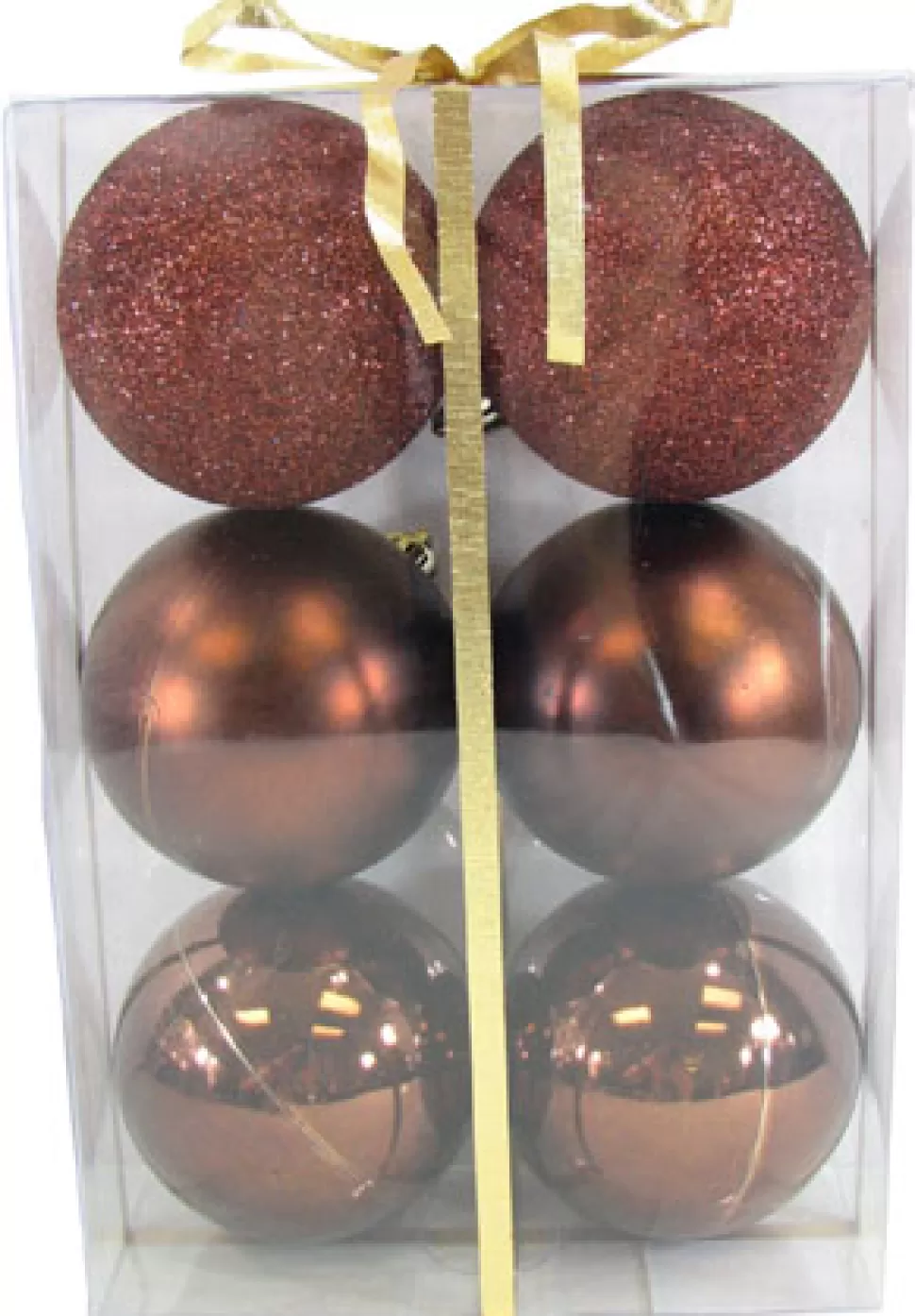 Christmas Forever BALLS BOXED 6PC 80MM CHOCOLATE SHINY/ MATT