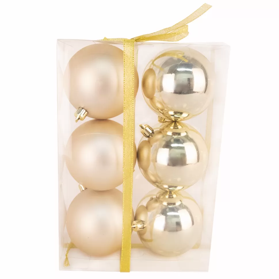 Christmas Forever BALLS BOXED 6PC 80MM GOLD SHINY/ MATT
