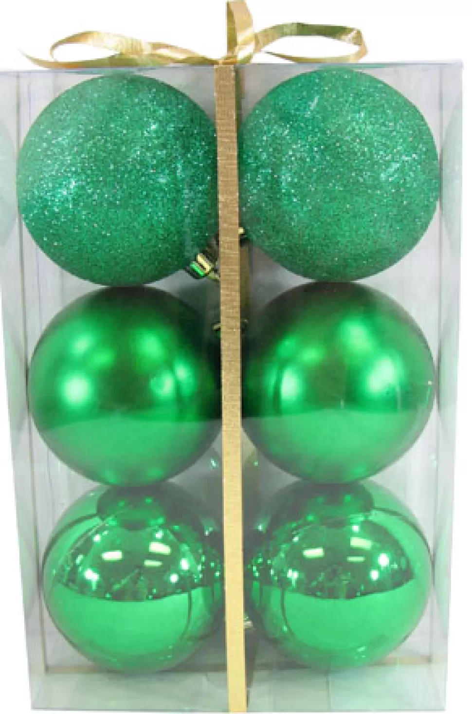 Christmas Forever BALLS BOXED 6PC 80MM GREEN SHINY/ MATT