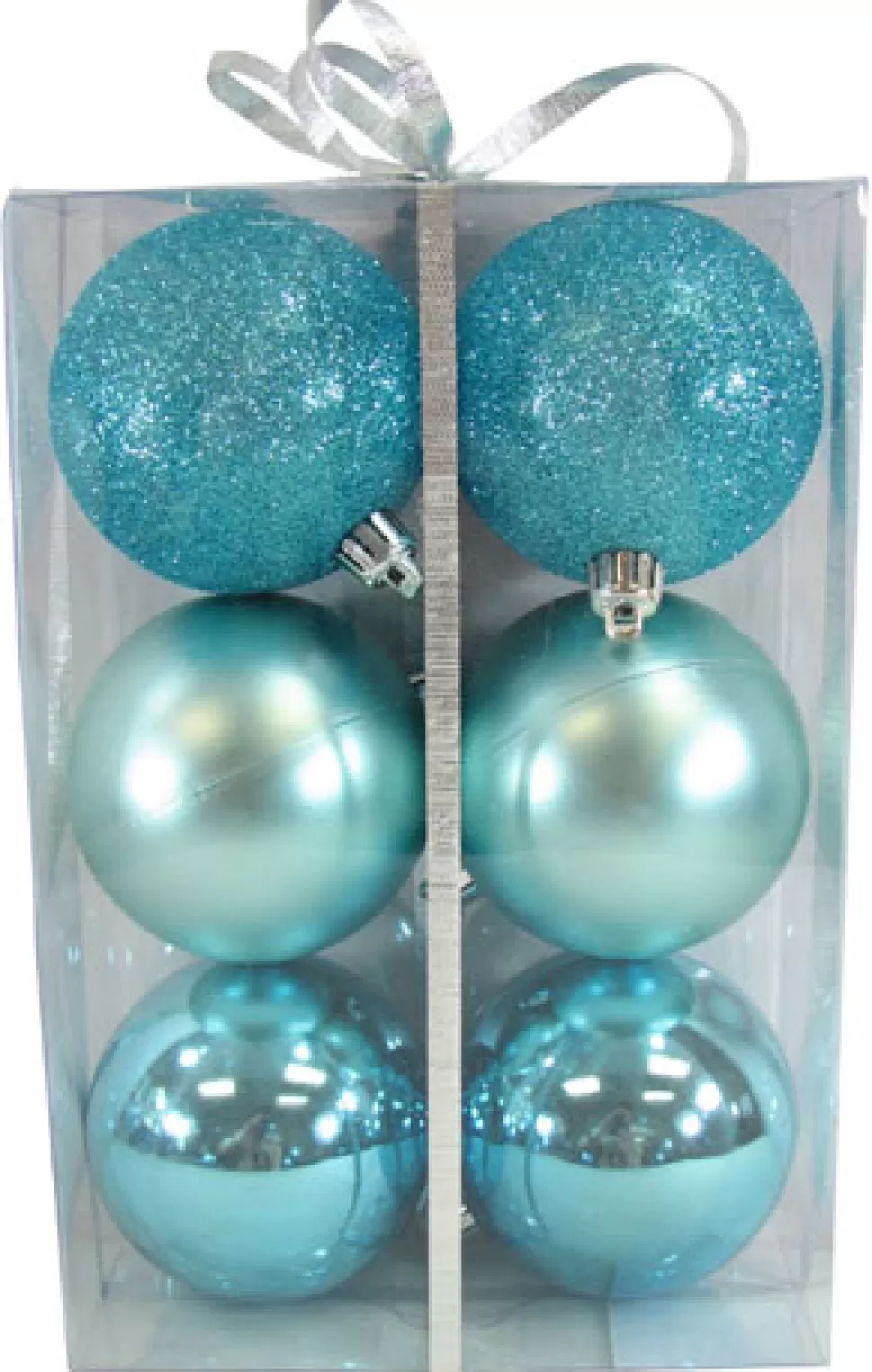 Christmas Forever BALLS BOXED 6PC 80MM ICE BLUE SHINY/ MATT