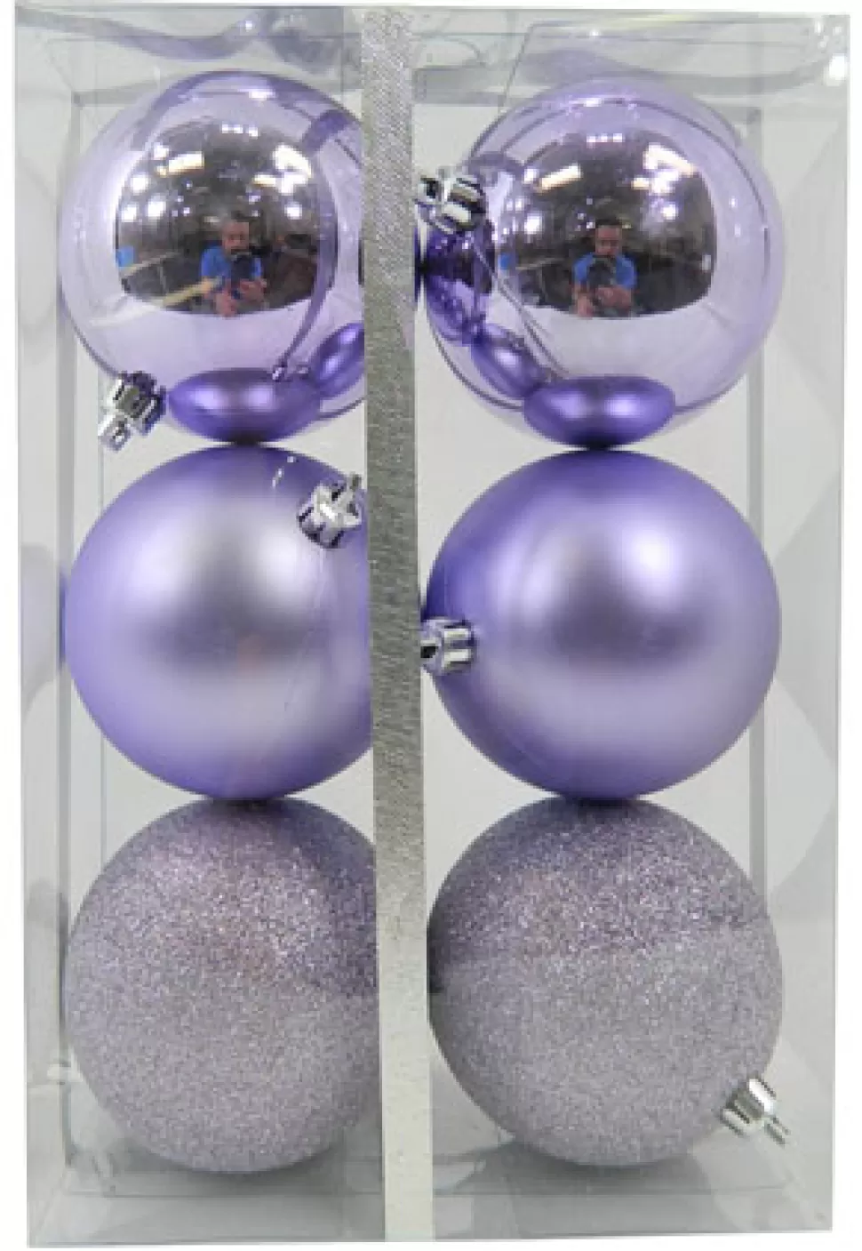 Christmas Forever BALLS BOXED 6PC 80MM LILAC SHINY/ MATT