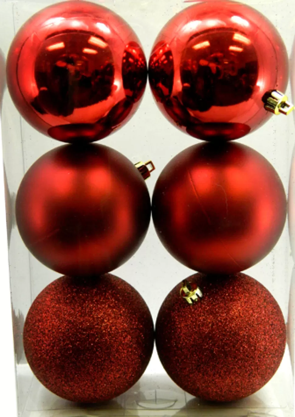 Christmas Forever BALLS BOXED 6PC 80MM RED CRANBERRY SHINY/ MATT