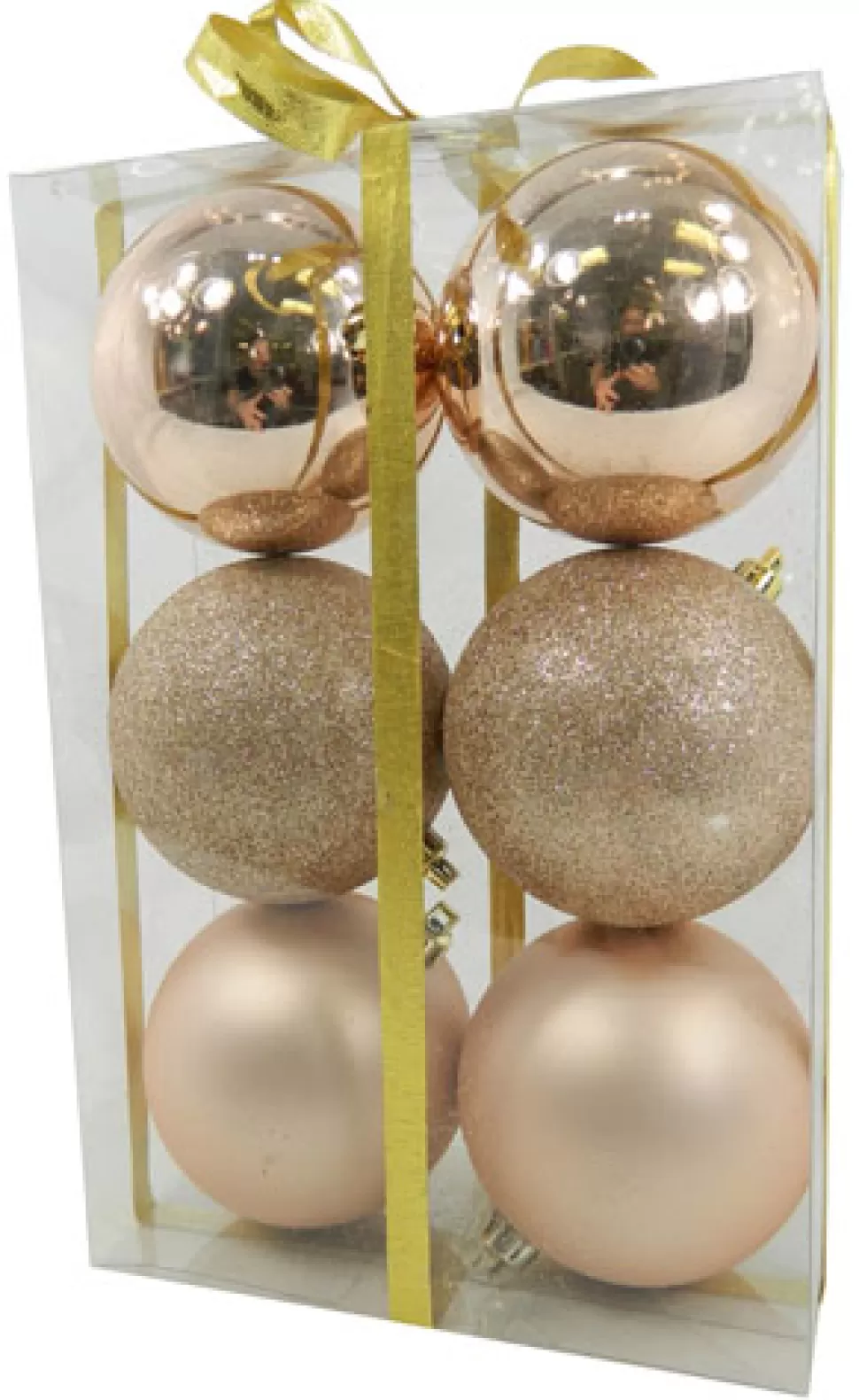 Christmas Forever BALLS BOXED 6PC 80MM ROSE GOLD SHINY/ MATT