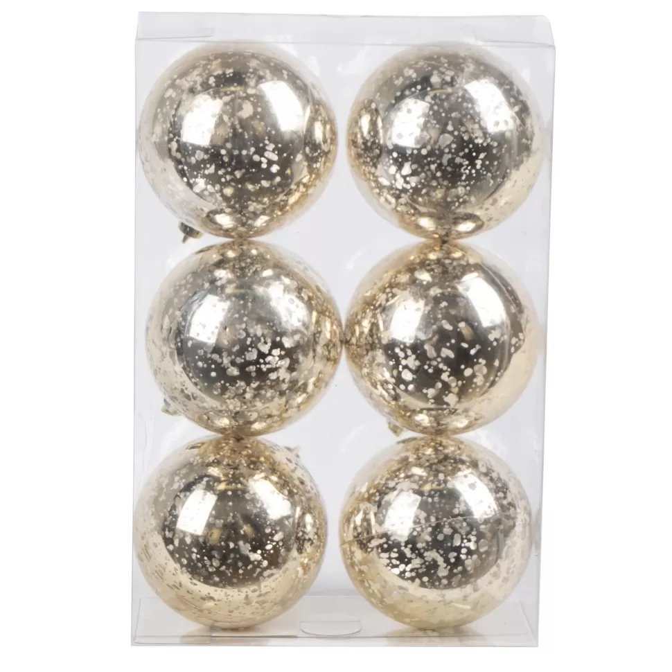 Christmas Forever BALLS BOXED MERCURY FINISH 6PC 80MM CHAMPAGNE