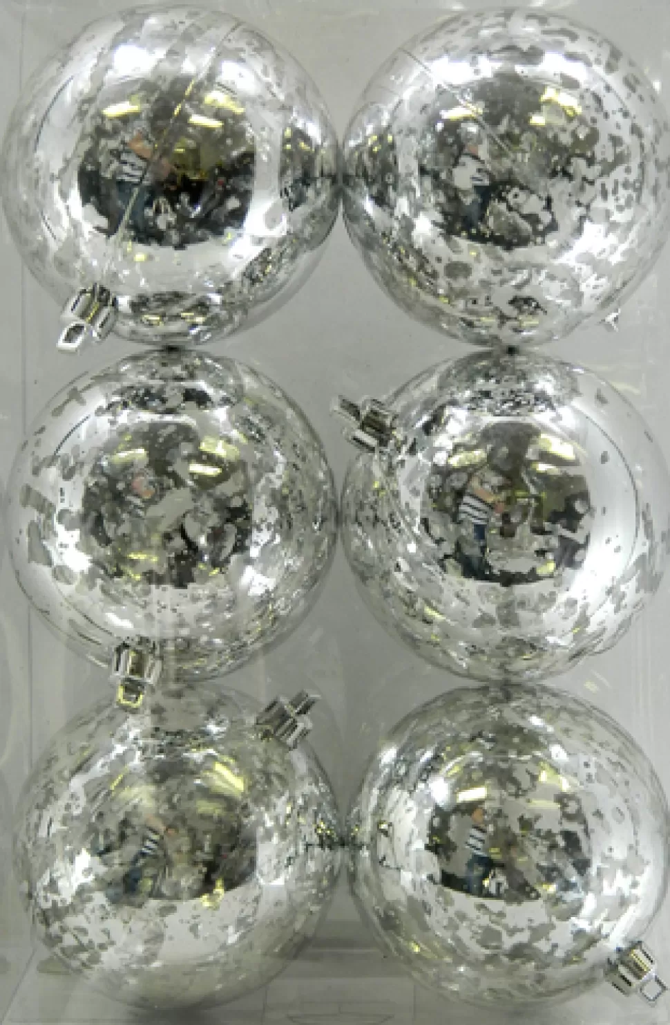 Christmas Forever BALLS BOXED MERCURY FINISH 6PC 80MM SILVER